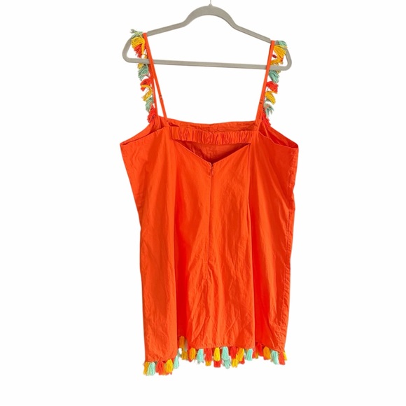 NWT ANTHROPOLOGIE Shift Mini Dress L Tassels Orange - Picture 6 of 13